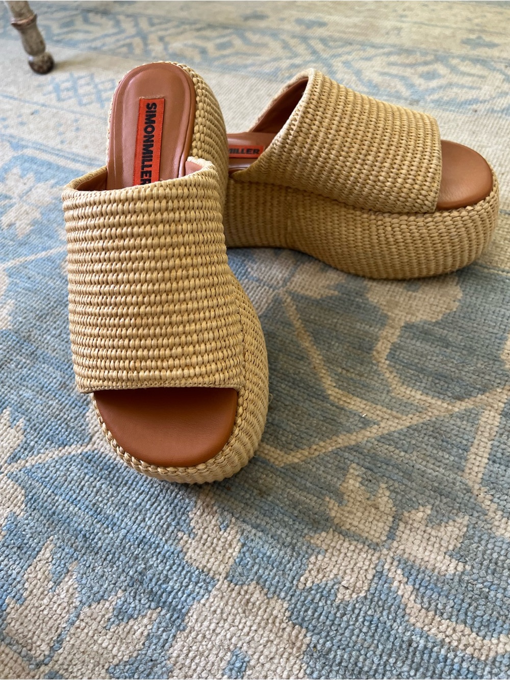 Simon Miller Beige Straw Platform Slide - Picture 3 of 5
